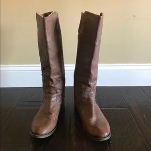 Brown leather knee-high boots